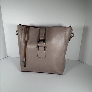 Dooney & Bourke Saffiano Leather Ashby Blush Bucket Purse Shoulder Bag Gold Hook